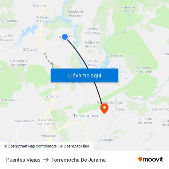 Puentes Viejas to Torremocha De Jarama map