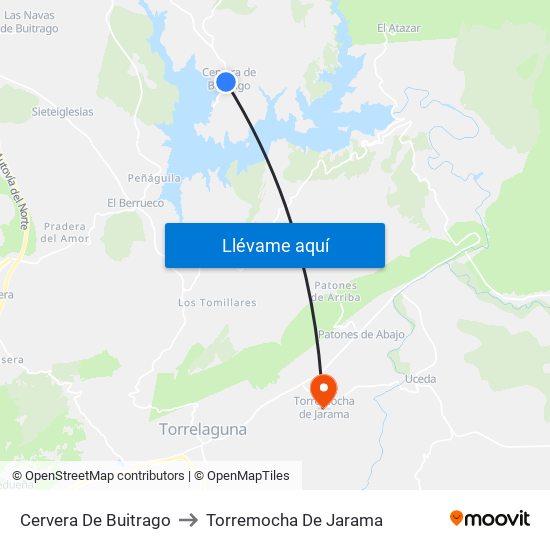 Cervera De Buitrago to Torremocha De Jarama map
