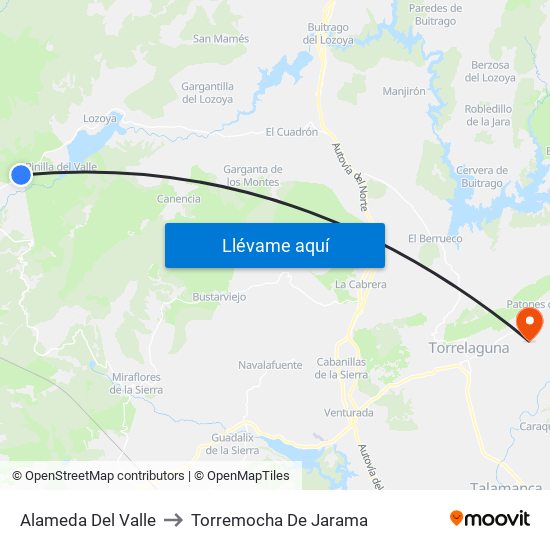 Alameda Del Valle to Torremocha De Jarama map