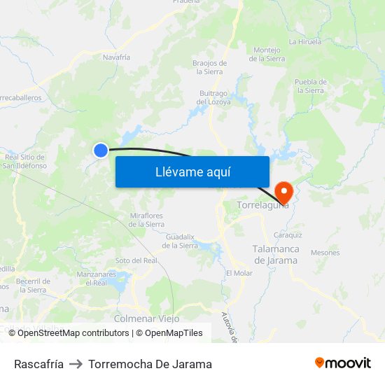 Rascafría to Torremocha De Jarama map