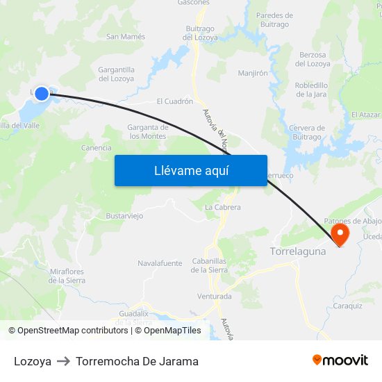Lozoya to Torremocha De Jarama map
