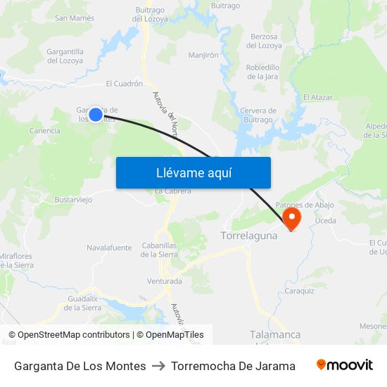 Garganta De Los Montes to Torremocha De Jarama map