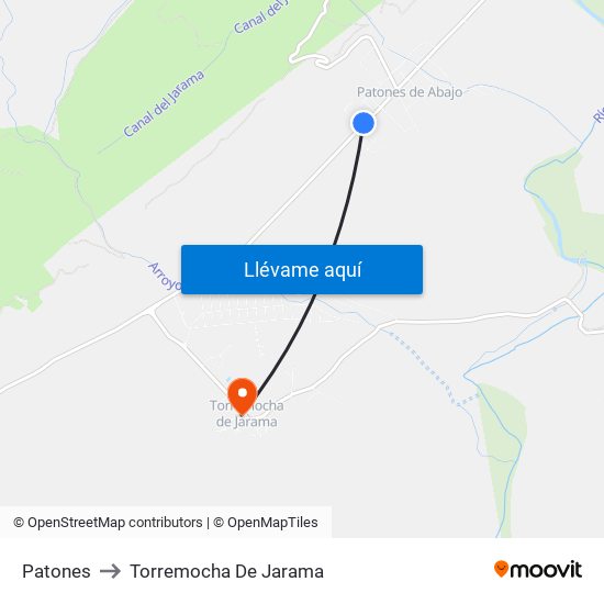 Patones to Torremocha De Jarama map