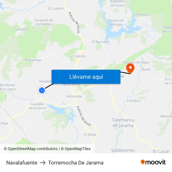 Navalafuente to Torremocha De Jarama map