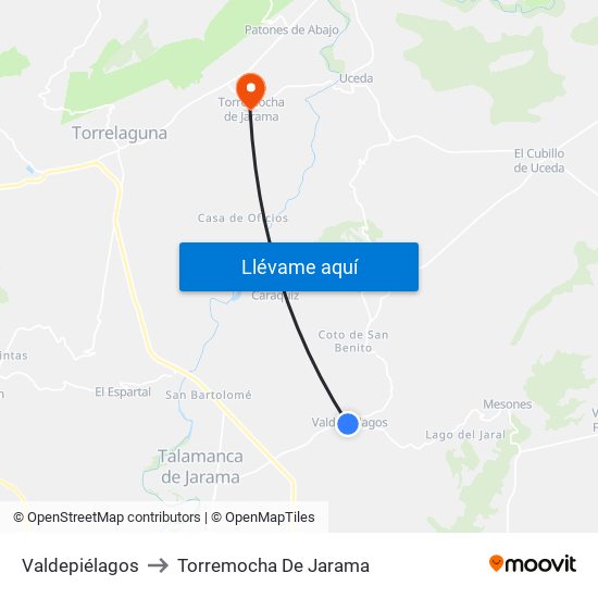 Valdepiélagos to Torremocha De Jarama map