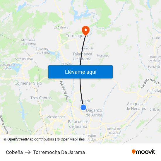 Cobeña to Torremocha De Jarama map