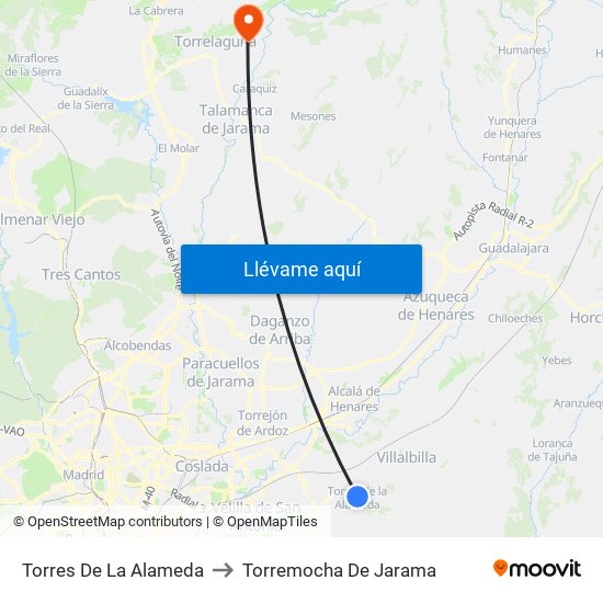 Torres De La Alameda to Torremocha De Jarama map
