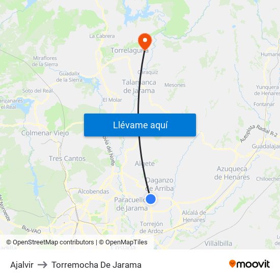 Ajalvir to Torremocha De Jarama map