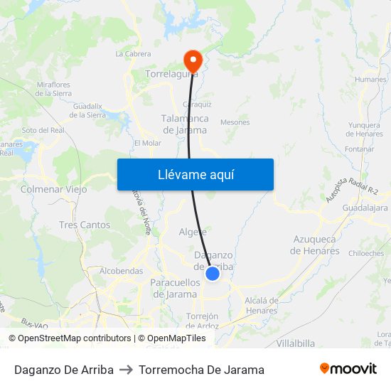 Daganzo De Arriba to Torremocha De Jarama map