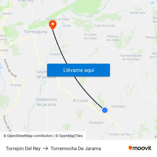 Torrejón Del Rey to Torremocha De Jarama map