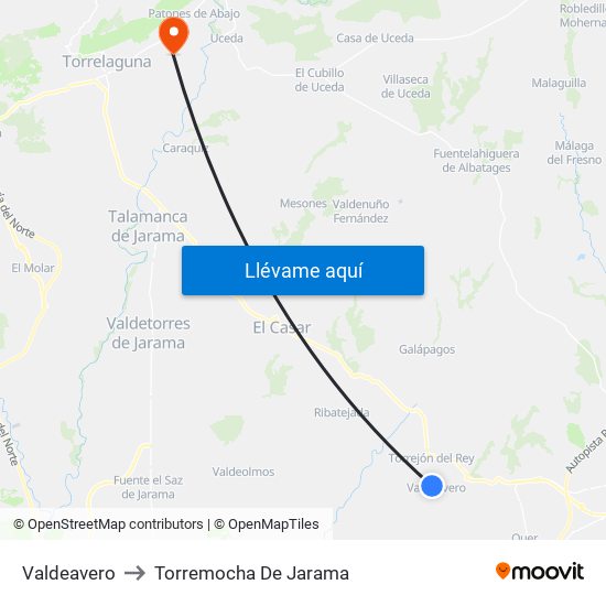 Valdeavero to Torremocha De Jarama map