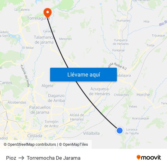 Pioz to Torremocha De Jarama map