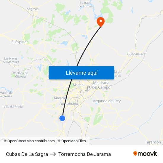 Cubas De La Sagra to Torremocha De Jarama map