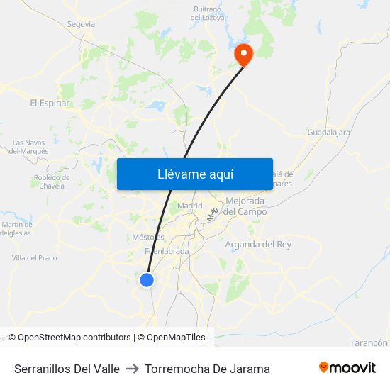 Serranillos Del Valle to Torremocha De Jarama map