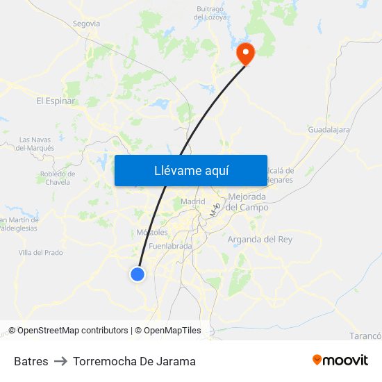 Batres to Torremocha De Jarama map
