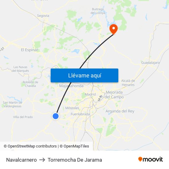 Navalcarnero to Torremocha De Jarama map