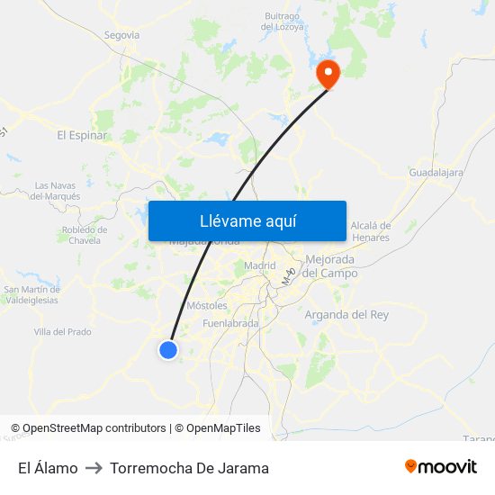 El Álamo to Torremocha De Jarama map