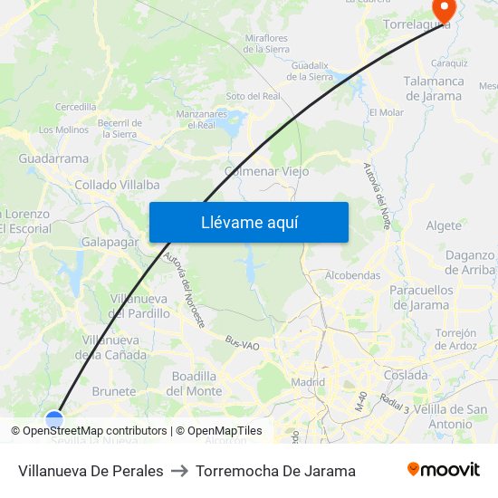 Villanueva De Perales to Torremocha De Jarama map