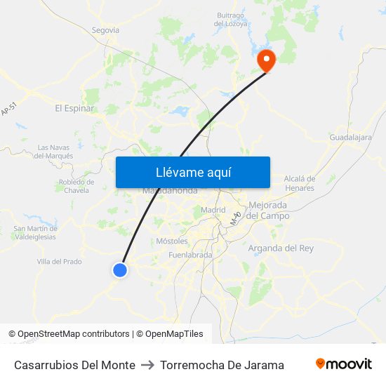 Casarrubios Del Monte to Torremocha De Jarama map