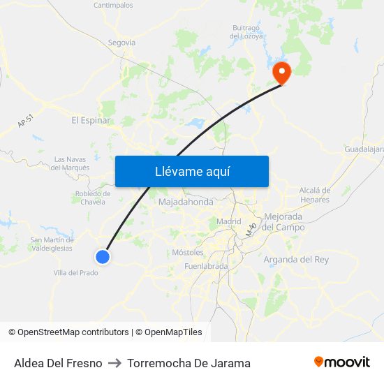 Aldea Del Fresno to Torremocha De Jarama map