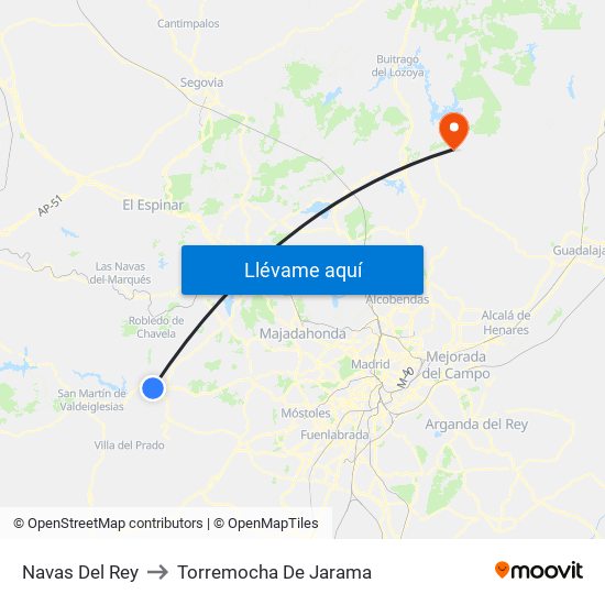 Navas Del Rey to Torremocha De Jarama map