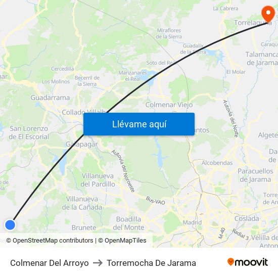 Colmenar Del Arroyo to Torremocha De Jarama map