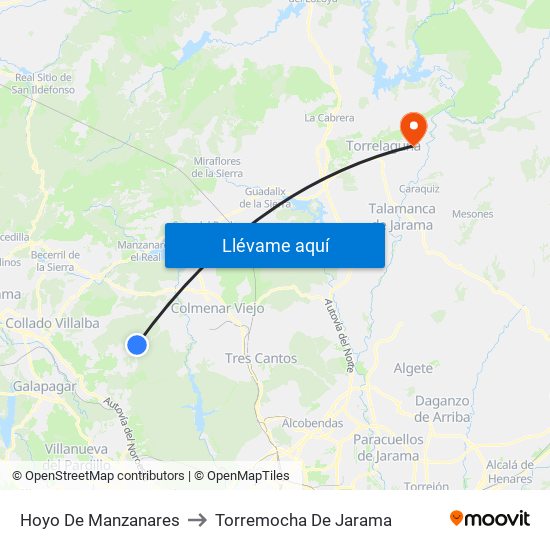 Hoyo De Manzanares to Torremocha De Jarama map