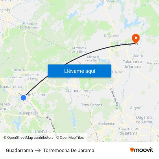 Guadarrama to Torremocha De Jarama map