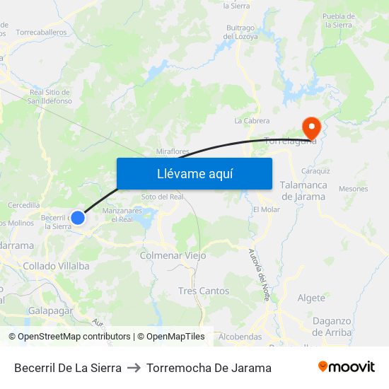 Becerril De La Sierra to Torremocha De Jarama map