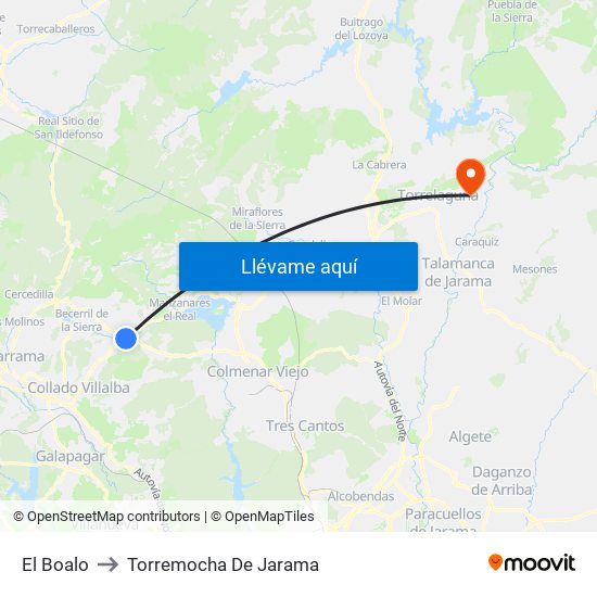 El Boalo to Torremocha De Jarama map