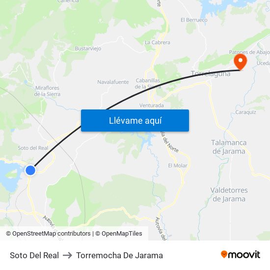 Soto Del Real to Torremocha De Jarama map