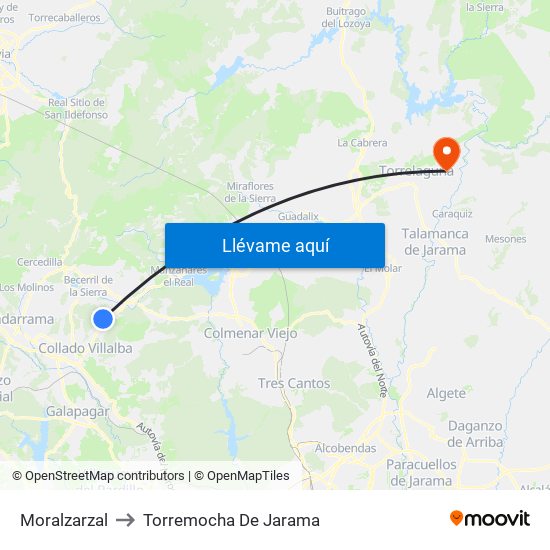 Moralzarzal to Torremocha De Jarama map