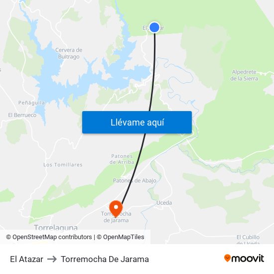 El Atazar to Torremocha De Jarama map