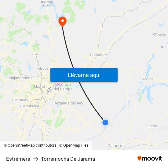 Estremera to Torremocha De Jarama map