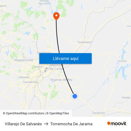 Villarejo De Salvanés to Torremocha De Jarama map