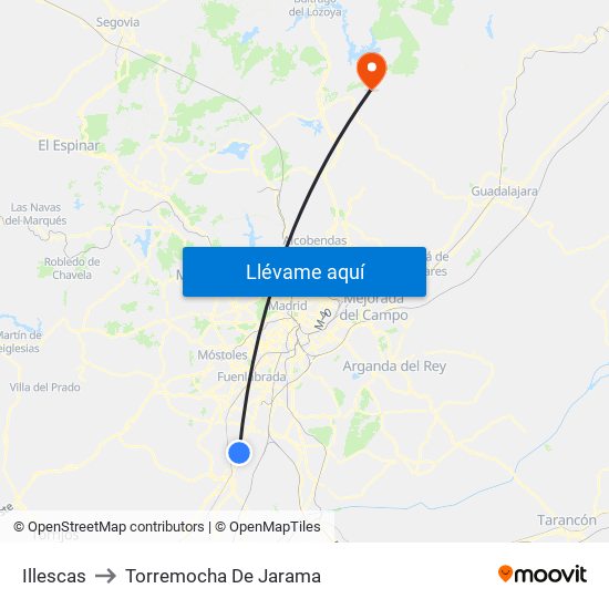 Illescas to Torremocha De Jarama map