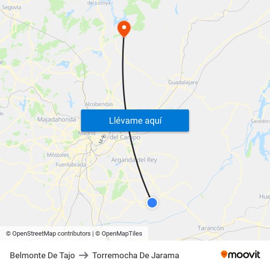 Belmonte De Tajo to Torremocha De Jarama map