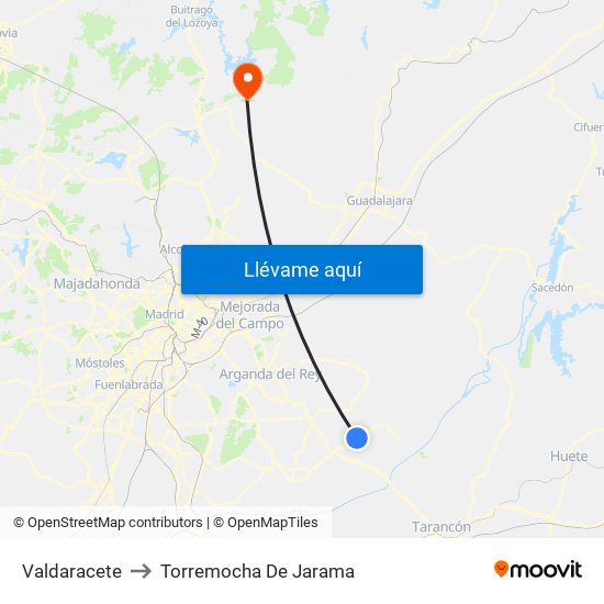 Valdaracete to Torremocha De Jarama map