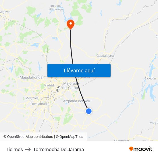 Tielmes to Torremocha De Jarama map