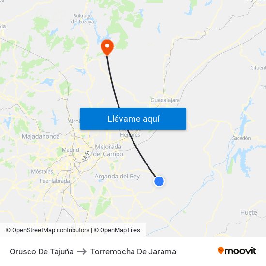 Orusco De Tajuña to Torremocha De Jarama map