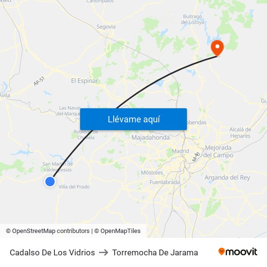 Cadalso De Los Vidrios to Torremocha De Jarama map