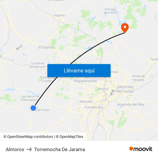 Almorox to Torremocha De Jarama map