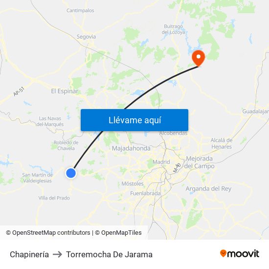 Chapinería to Torremocha De Jarama map