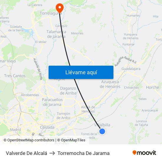 Valverde De Alcalá to Torremocha De Jarama map