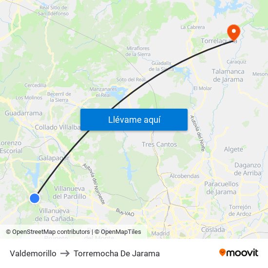 Valdemorillo to Torremocha De Jarama map