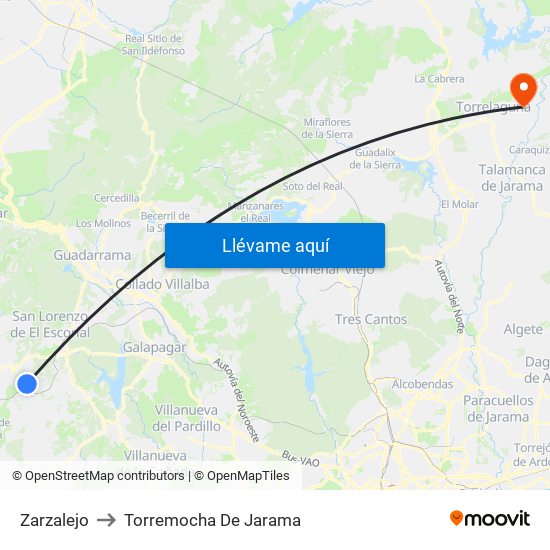 Zarzalejo to Torremocha De Jarama map