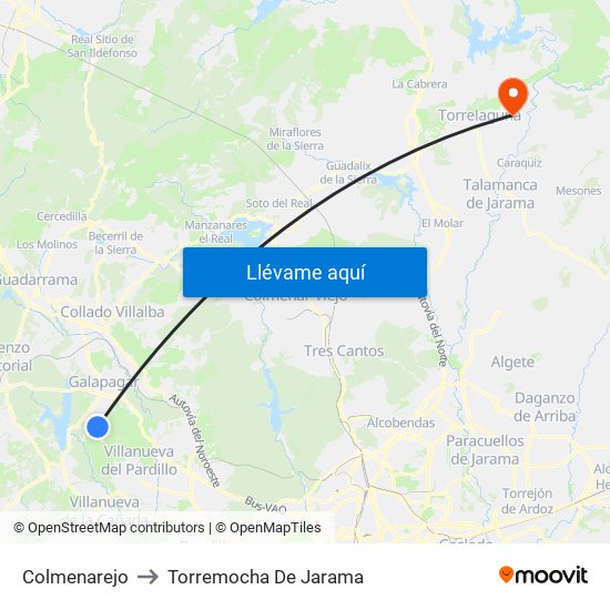 Colmenarejo to Torremocha De Jarama map