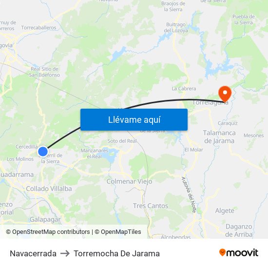 Navacerrada to Torremocha De Jarama map