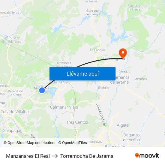 Manzanares El Real to Torremocha De Jarama map