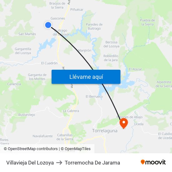 Villavieja Del Lozoya to Torremocha De Jarama map